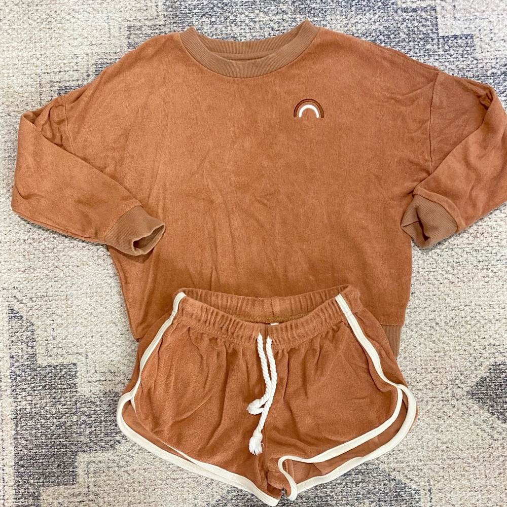 Rylee + Cru Terracotta Sweatshirt and Shorts Set